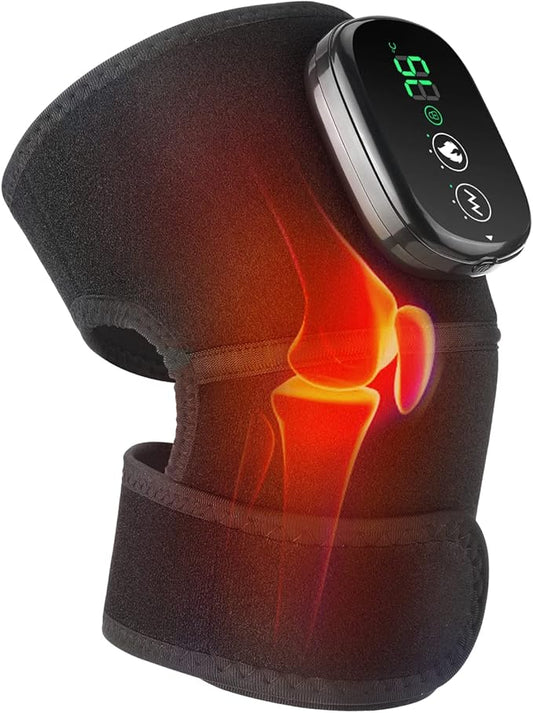 MOAJAZA Cordless Knee Heating Pad with Vibration, FSA or HSA Eligible, Heated Knee Brace Wrap, Heating Pad for Shoulder Elbow (Pack of 1 Black) - Bloomnest