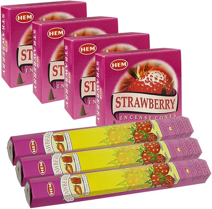 Strawberry Incense Sticks and Cone Incense Holder Variety Pack Bundle insence insense insienso TRUMIRI