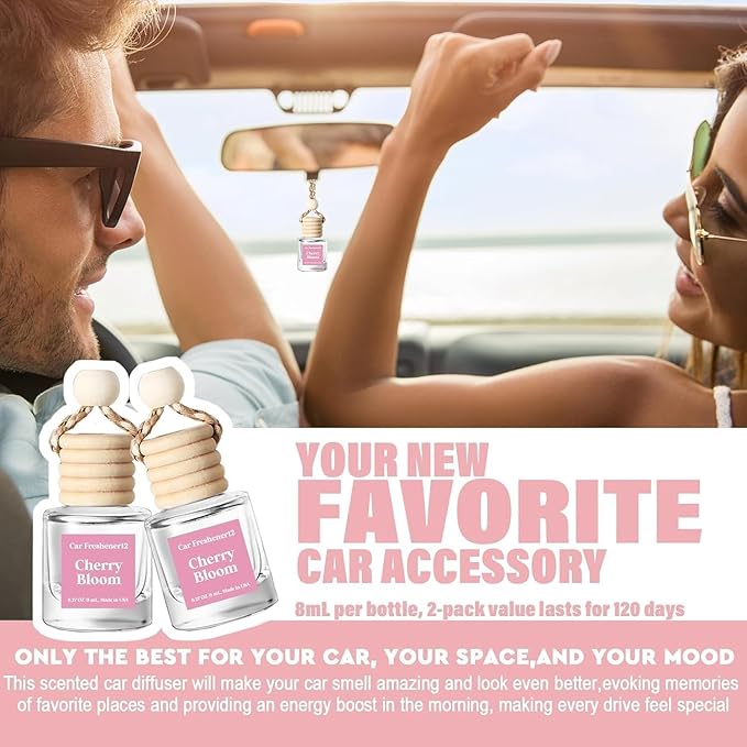 Car Air Freshener Hanging 2 Pack, Air Freshener Diffuser for Cars, Air Fresheners Diffuser oil For Car,Car Air Freshener For Women - Bloomnest