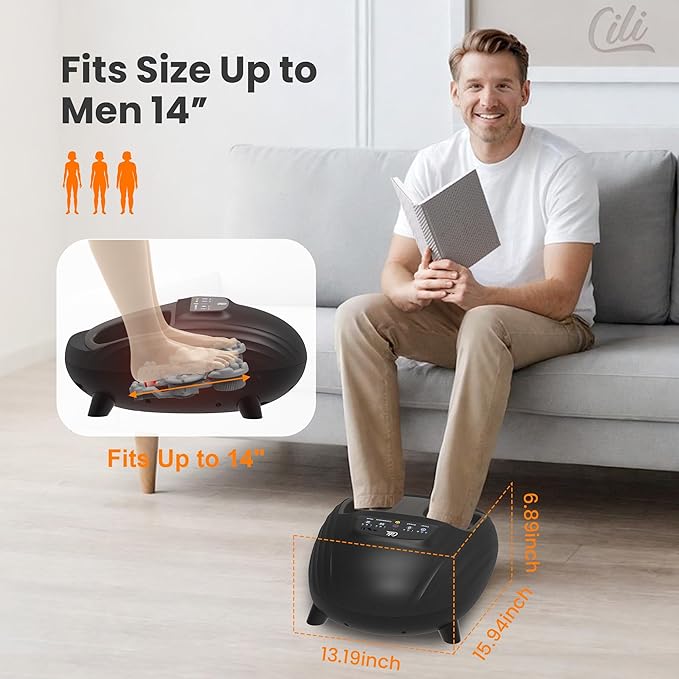 CILI Shiatsu Foot Massager with Heat and Compression, Knead Rolling Feet Massager for Neuropathy, Plantar Fasciitis, Remote Control, Up to Men Size 14", Christmas Gifts for Men Women - Bloomnest