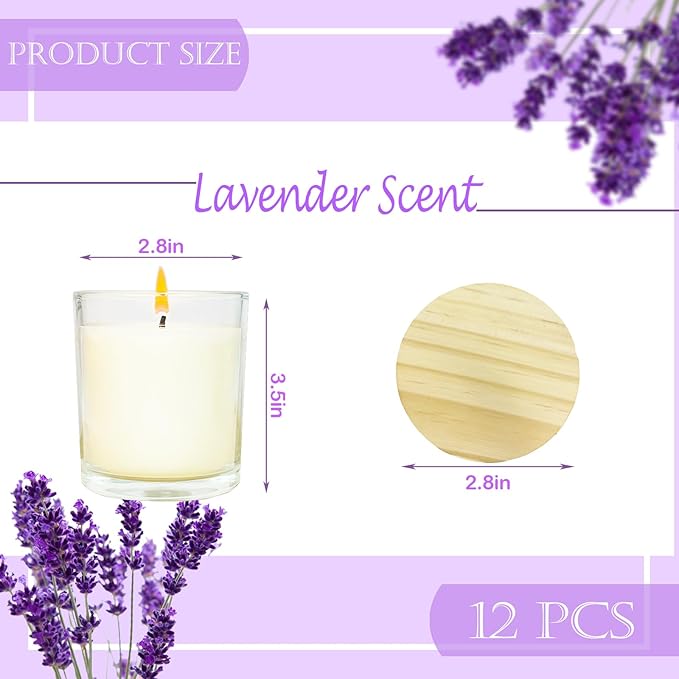 12 Pcs 6 Oz Mini Soy Candles,Lavender Scented Bulk Candle Set,Aromatherapy Candle,Great Stress Relieving Scented Candles for Girls as a Gift for Birthdays, Weddings Party Favors! - Bloomnest