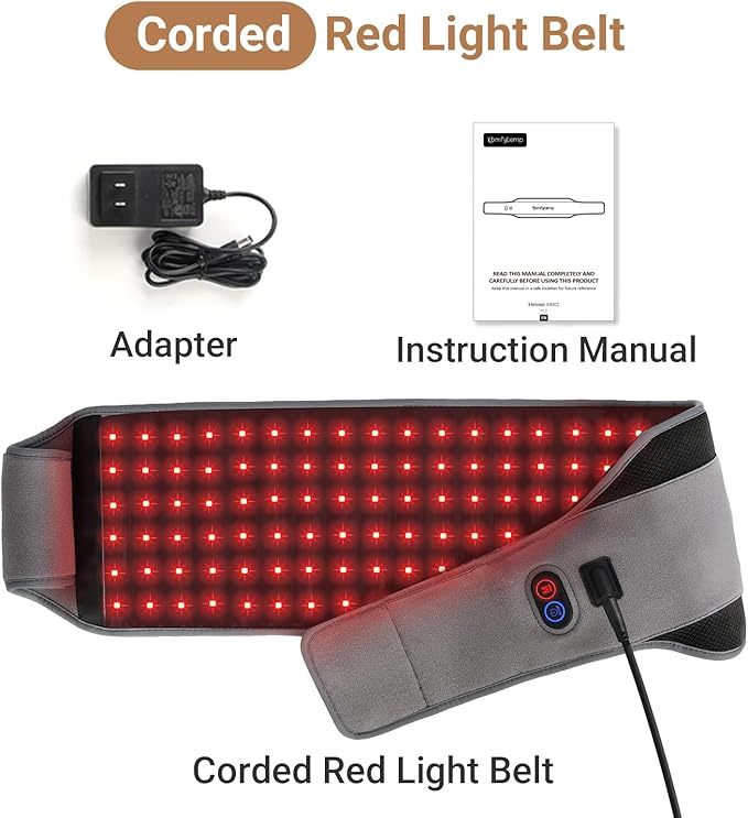 Comfytemp Red Light Therapy Belt with 126 LEDs, FSA Eligible HSA Red Light Therapy for Body, 660nm & 850nm, 22W Light Wrap with Timer for Back Waist Belly Joint Muscle(Corded) (Pack of 2) Comfytemp