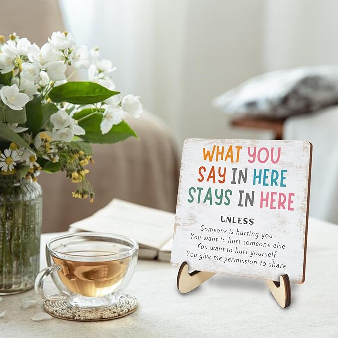 Positive Mental Health Office Decor Rustic Desk Decor Therapy Office School Counselor CBT Therapist Counseling Wood Sign Psychology Decoration for Home Farmhouse Table Shelf Plaque with Wood Stand - Bloomnest
