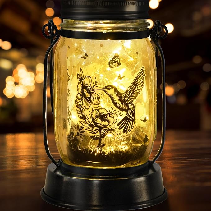 Hummingbird Solar Lantern Outdoor Garden Decor, Gifts for Women Mom Gradma Birthday Gifts, Hanging Solar Light Lawn Ornaments Home Decoration Outside for Yard, Patio,Backyard,Porch, Pathway Torch - Bloomnest