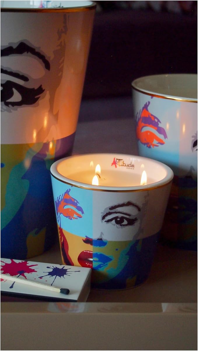 Scented Candle | Eco-Friendly Soy Blend Wax | Luxury Candles | Perfect for Gifting | Perfect for Home Décor | 14oz | 10cm Tall | Approx Burn Time - 80 Hours (Arte Pop, 10cm) - Bloomnest