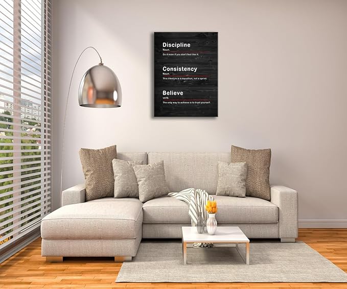 Discipline Consistency Noun Inspirational Wall Art Canvas Painting Office Wall Decor Believe Verb Poster Framed Prints Artwork Motivational Quotes for Wall Art Home Classroom Decor[30''W x 40''H] - Bloomnest