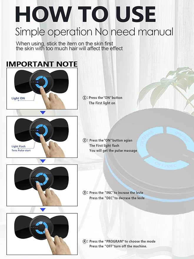 Tens Black Unit with 2 Pads,EMS Microcurrent Mini Massager Machine,Low Frequency Multi Function Physiotherapy Instrument Muscle Stimulator,Full Body Pain Relief Therapy Device Pawfan
