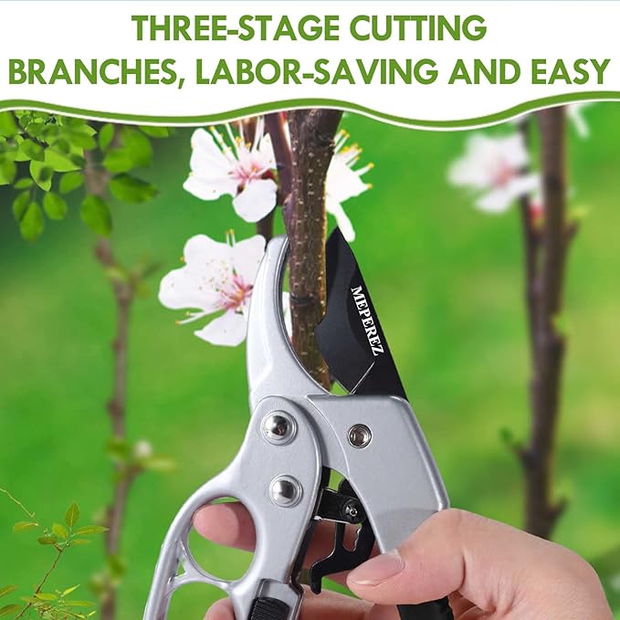 Ultra Sharp Germany Steel Pruning Shears - Cuts 3X Easier, Weak Hand Arthritis Snips, Rust-Resistant, Effortlessly 1-Inch Cut Capacity Garden Scissors, Ergonomic Handle (Black) - Bloomnest