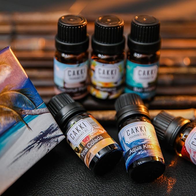 Summer Essential Oils for Diffusers for Home, CAKKI Fragrance Oils Set, 6X10ml with Coconut Passion, Plumeria, Pina Colada, Aqua Kiss, Bali Island, Strawberry, Aromatherapy Oils, for Candles Making - Bloomnest
