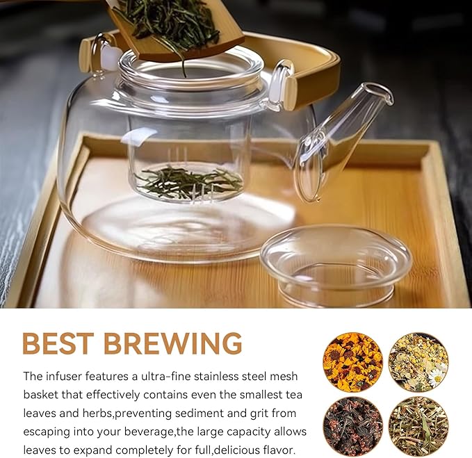 Universal Glass Tea Cup Infuser With Dual-Purpose Lid/Coaster for Teabloom,Glass Filter for Loose Leaf Tea Steeper Basket,Leak Proof Lid,Heat Resistant Cup With Filter - Bloomnest