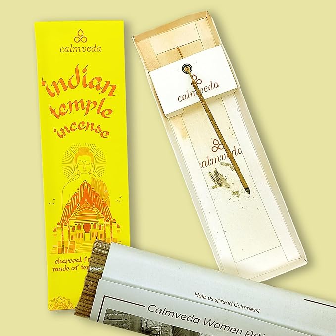 Spiritual Indian Temple Incense Sticks - 80 Charcoal Free Incense Sticks, Made from Upcycled Flowers | Inspired by Siddhivinayak Temple (Mumbai) | Spiritual Incense to add Calmness
