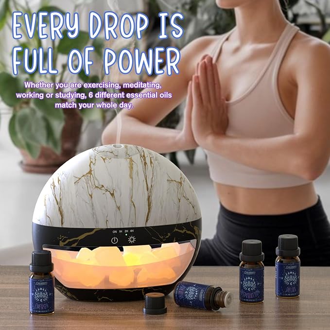 SALUBRITO Essential Oils Set, Wellness Aromatherapy Oil for Diffuser, Home, Candle, soap Making, Natural Blend Oils Gift for Women and Men, 6x10ml - Bloomnest
