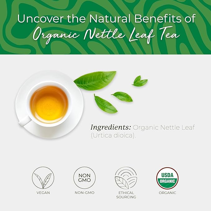Starwest Botanicals Organic Nettle Leaf Tea - Caffeine Free Herbal Tea, Promotes Calm, USDA Organic Nettle Leaf, String Free Sachets, Non GMO - 20 Tea Bags - Bloomnest