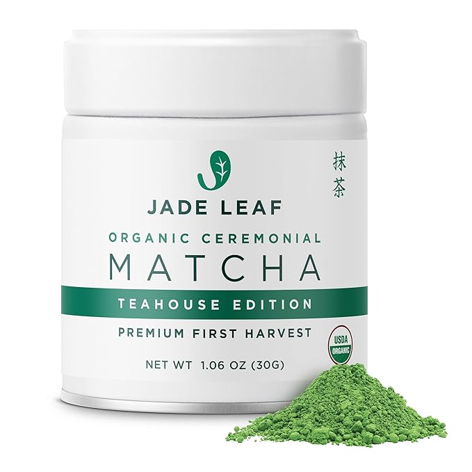 Jade Leaf Matcha Organic Premium Ceremonial Grade Matcha Green Tea Powder - Japanese - Culinary, Ingredient, Ceremonial Barista Teahouse, Latte, Collagen, 1.06 Ounce (Pack of 1), Ceremonial Teahouse Tin - Bloomnest
