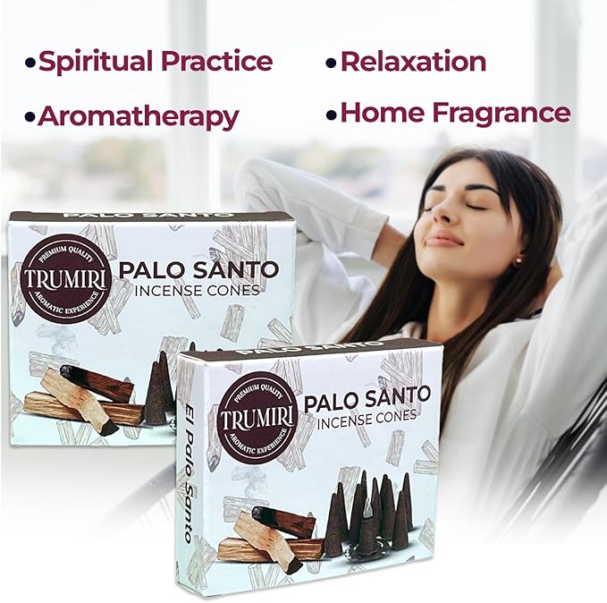 Palo Santo Incense Cones - Total 60 Cone Incense - Six Packs of 10 Insence Cones - Incense Cones Scented - Cone Incense Scents - Insense Cones - Inscent Cones TRUMIRI