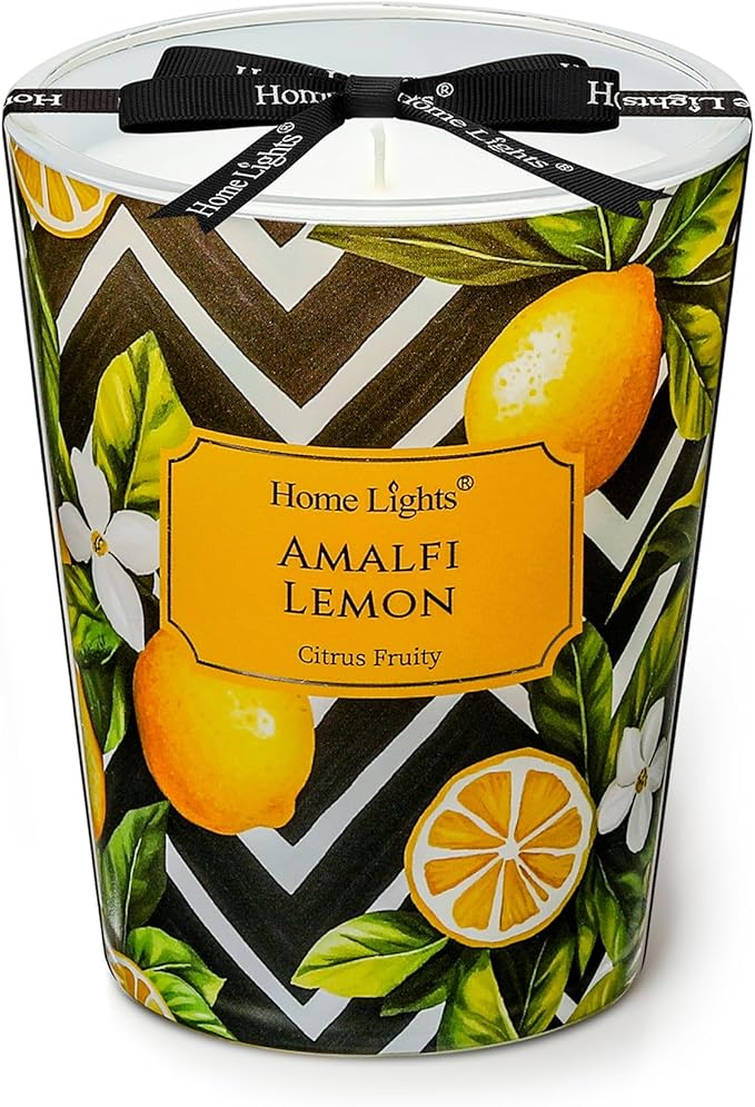 HomeLights Large jar Candle | 1-Wick Long-Lasting Scented Candles, 6.7oz Natural Soy Wax Candle for Home Scented, Eclectic Mixed Styles Gifts for Women & Men, Amalfi Lemon - Bloomnest