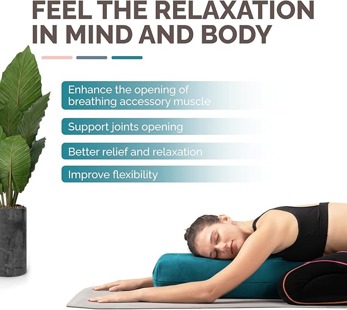 Yes4All Triple-Layer Sponge Yoga Bolster Pillow for Restorative Yoga & Meditation - Versatile Yoga Support Pillow, Balance & Poses Modification - Bloomnest