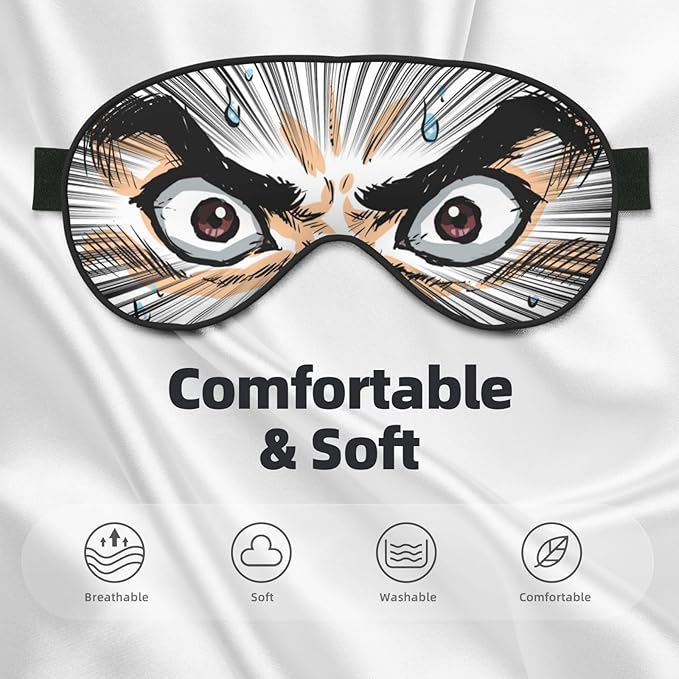Sleep Eye Mask Cartoon Eyes Sleep Mask for Women Men Comfortable Eye Mask with Adjustable Strap Soft Eye Cover Blindfold for Travel Yoga Nap Shift Work - Bloomnest