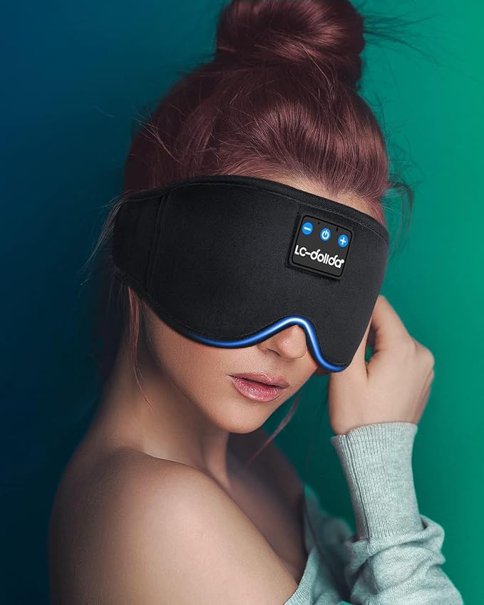 LC-dolida Sleep Mask with Bluetooth Headphones, Sleep Headphones Bluetooth Sleep Mask Eye Mask Pressure Relief Night Sleeping Headphones for Side Sleepers Best Gift and Travel Essential - Bloomnest