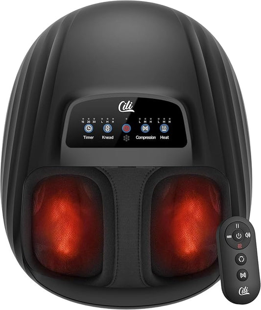 CILI Foot Massager with Heat, Shiatsu Foot Massage Machine for Plantar Fasciitis Neuropathy, 3 Sole & Instep Heating Levels, 3 Intensity Adjustable, Up to Size 14, Gifts for Him Her - Bloomnest