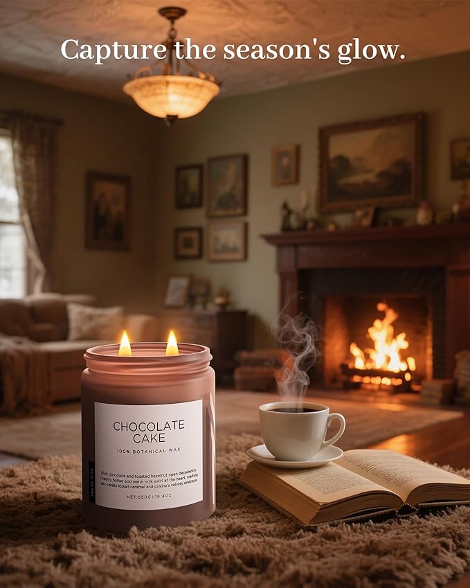 M&SENSE Chocolate Layer Cake Scent Candles, Large 19.4oz Natural Soy Wax 110 Hours Burn Time Clean Non Toxic Scented Classic 2 Wicks Candle for Bedroom Living Room Office - Bloomnest