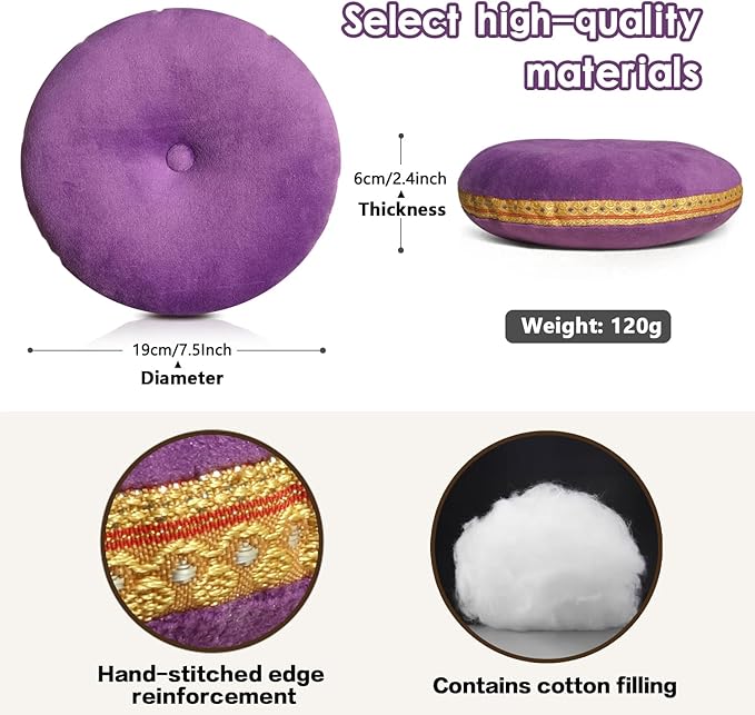 Singing Bowl Cushion for Tibetan Singing Bowls, Handmade Silk Brocade Round Cushion Pillow for Sound Healing and Crystal Sound Bowls Accessories(Purple,7.5 Inch) - Bloomnest