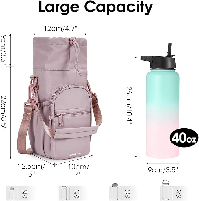 sportsnew Water Bottle Holder with Strap 32oz 40oz Insulated Water Bottle Carrier Sling Bag with Phone Pocket Crossbody sportsnew