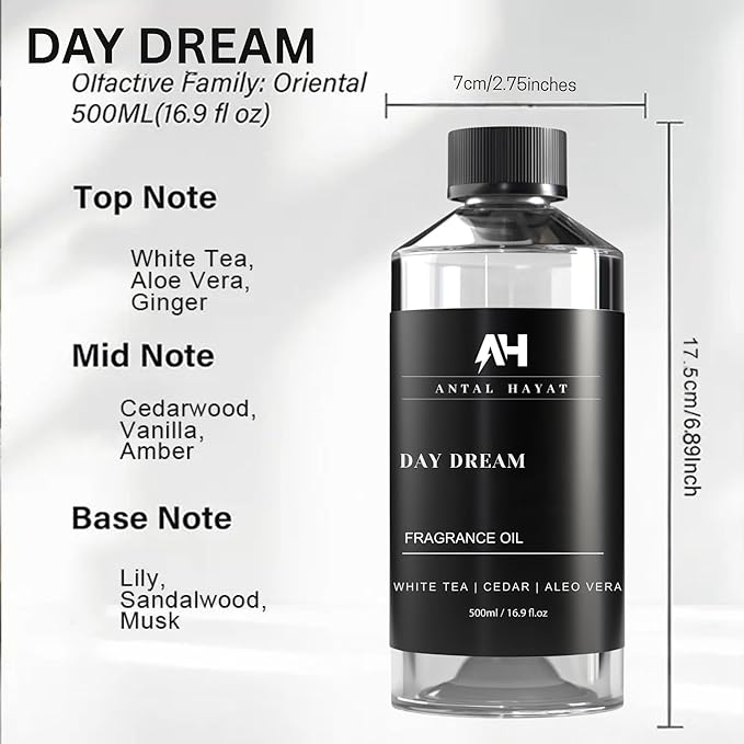 Hotel Scents Day Dream Diffuser Oil 500mL - Aromatherapy Fragrance Inspired by 5-Star Hotels - Notes of Aloe Vera, Ginger, White Tea - Inspired by Westin Hotels - Luxury Home Scents Refill - Bloomnest