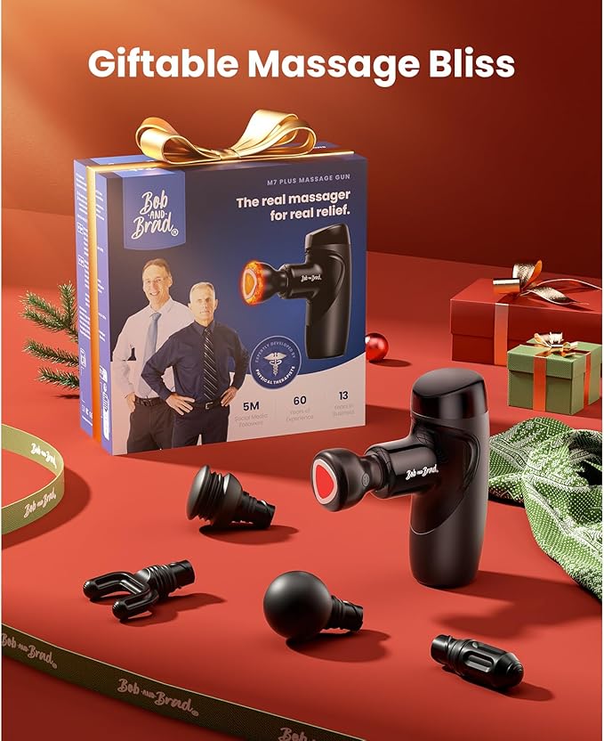 BOB AND BRAD M7 Plus Mini Massage Gun with Heat, Pocket-Sized Heated Deep Tissue Massager, Portable Percussion Muscle Travel Massager Gun, Ultra Light Small & Quiet Massage Gun - Bloomnest