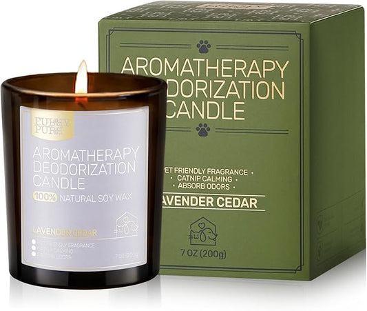 Odor Eliminating Candle, Lavender Cedar Scented Candle, Pet-Friendly Soy Candles, 60 Hours, 7 oz - Bloomnest