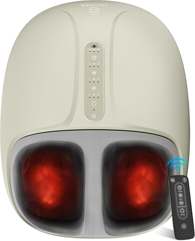 COMFIER FSA Eligible Shiatsu Foot Massager with Heat,Compression, Kneading & Rolling, HSA Electric Feet Massager for Plantar Fasciitis, Foot Warmer Gifts for Mom & Dad,Size Up to 15" - Bloomnest