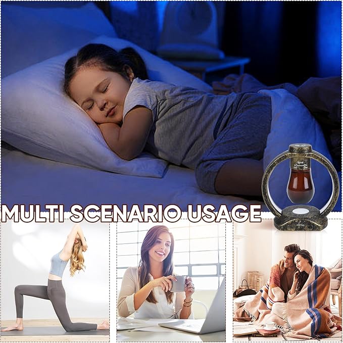 HAPPTWS Essential Oil Diffuser Set- Diffuser 3 Timer Settings Battery Powered Cordless Setup 7 Color LED Lights for Bedroom Yoga Room Toilet Pet Room - Coppery HAPPTWS