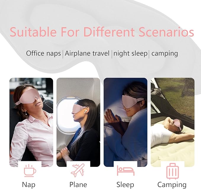 Sleep Mask 3D Eye Mask for Sleeping 100% Light Blocking Eye Covers with Adjustable Strap Night Blindfold for Women Memory Foam Pink - Bloomnest