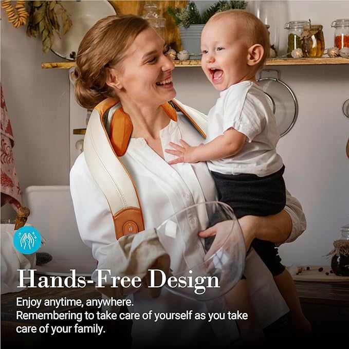 Shiatsu Neck Massager with Heat - Ideal Gift for Women,Men,Cordless 4D Expert Neck Shoulder Massage for Pain Relief,Upgarded Kneading Massager for Muscle Relaxation