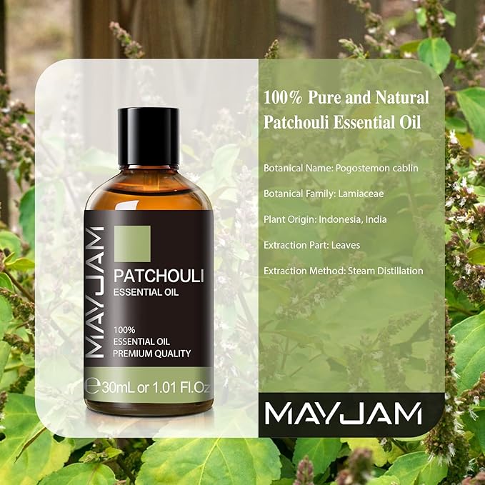 MAYJAM Patchouli Essential Oil, 1.01FL.OZ Essential Oils, Use with Diffuser, During Yoga, Massage, Bath, Patchouli Oil(30ml) - Bloomnest