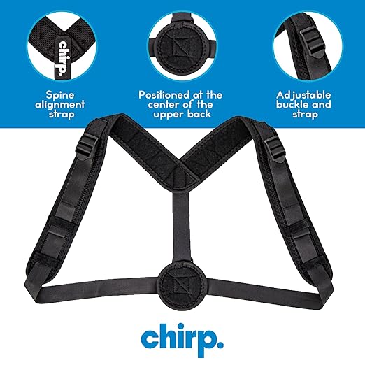 Chirp Wellness Duo: Upper Back Posture Corrector & Vibrating Foam Roller for Pain Relief, Spinal Alignment, and Deep Tissue Therapy - Black - Bloomnest