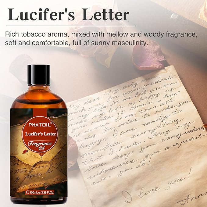 PHATOIL Lucifer's Letter Fragrance Oils for Aromatherapy, 3.38FL.OZ Diffuser Oils for Home, Perfect for Aromatherapy, Humidifiers, Yoga, DIY Candle and Soap Making - 100ml - Bloomnest
