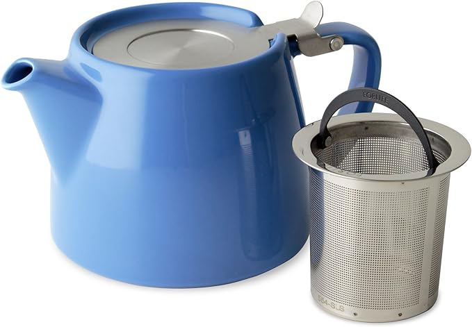 FORLIFE Stump Teapot with SLS Lid and Infuser, 18-Ounce, Blue