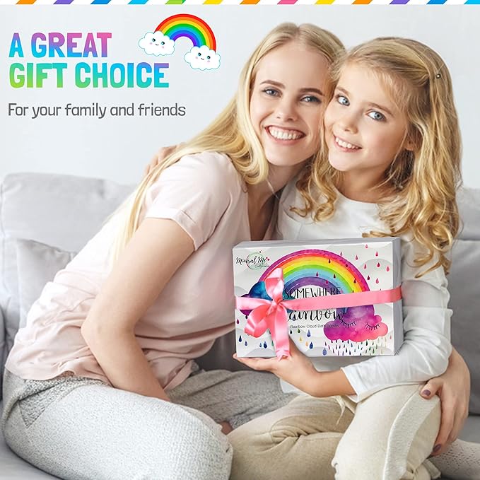 Bath Bombs for Kids - Natural Magic Rainbow BathBombs with Organic Ingredients, Moisturizing, Vibrant Colors & Rich Bubbles, Cloud Bath Bombs, Stocking Stuffers, Christmas Gifts for Kids, Girls, Boys - Bloomnest
