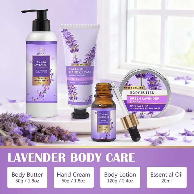 Gift for Women, Spa Gift Baskets for Women - 17pcs Lavender Sets with Body Lotion, Bubble Bath, Relaxing Bath Sets, Birthday Christmas Gifts for Her, Spa Kit for Mom Wife Sister Friend - Bloomnest