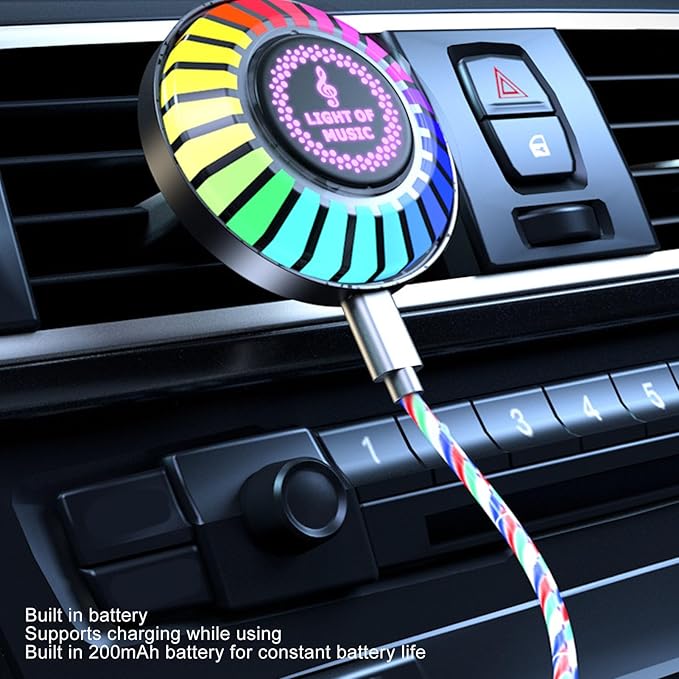 Car Music Rhythm Lamp, Car Air Vent Incense Light, Dynamic Rhythm Pickup, Colorful 3D Lighting Effect, Music Spectrum Sensor, LED Ambient Lamp for Car, Gaming, Photography - Bloomnest