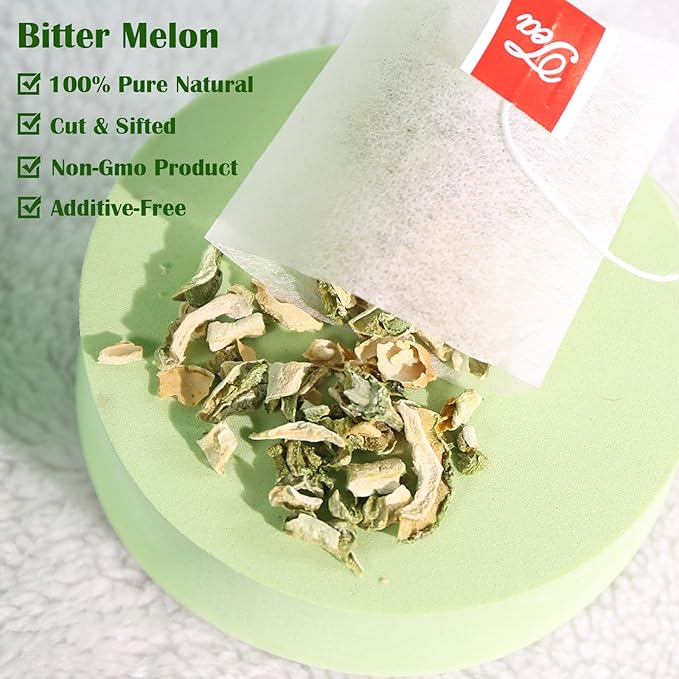 TEARELAE - Bitter Melon Tea Bags - 2g x 50 Count - 100% Pure Natural Cut & Sifted Dried Momordica Charantia Slices Herbal Tea - Non-GMO - Caffeine-free - Pleasantly Bitter Flavor - Bloomnest