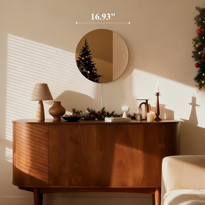 ONEWISH LED Wall Sconce, Dimmable Mirror Wall Lamp,16.93 inch Round Wall Lights for Bedroom with Memory Function, Wall Lamps for Living Room Entryway, Bronze - Bloomnest