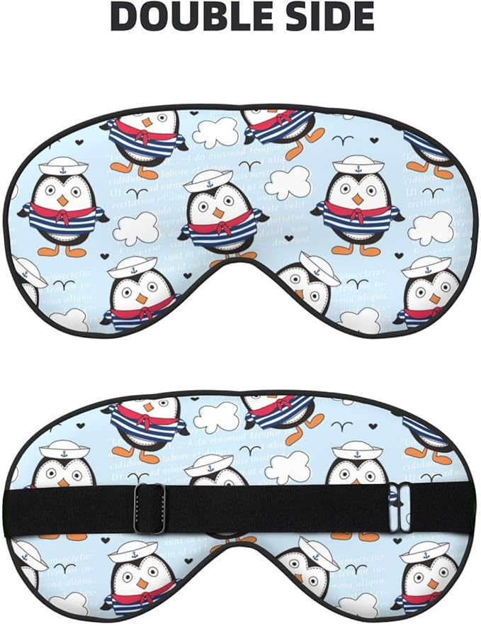 Sleep Eye Mask Little Sailor Penguin Sleep Mask for Women Men Comfortable Eye Mask with Adjustable Strap Soft Eye Cover Blindfold for Travel Yoga Nap Shift Work - Bloomnest