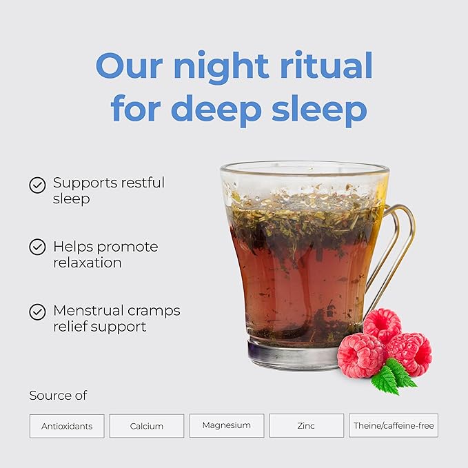 Michelle Peiret Sweet Dreams Sleep Tea Sleepy, Blend, Natural Bedtime Tea for Restful Nights, Raspberry Flavored, 15 Servings - Bloomnest