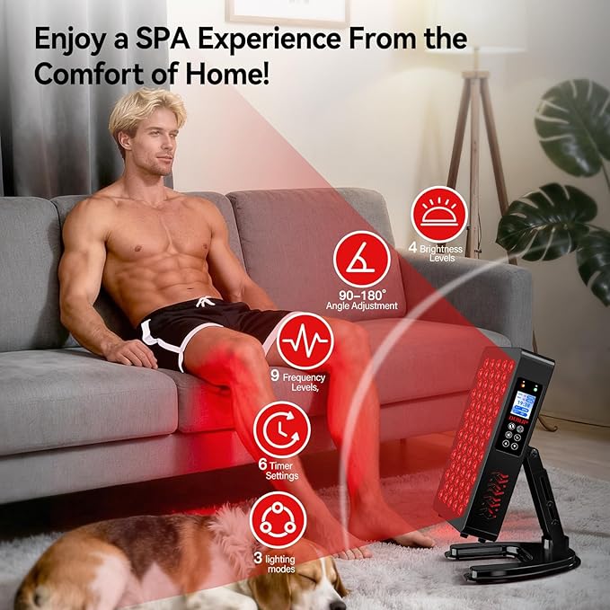 Red Light Therapy for Body & Face, Red Near Infrared Light 610-920nm with Timer and Adjustable Stand, Touch & Remote Control, 70 LEDs. Clinical Grade Panel for Energy, Pain, Skin, Recovery HOME