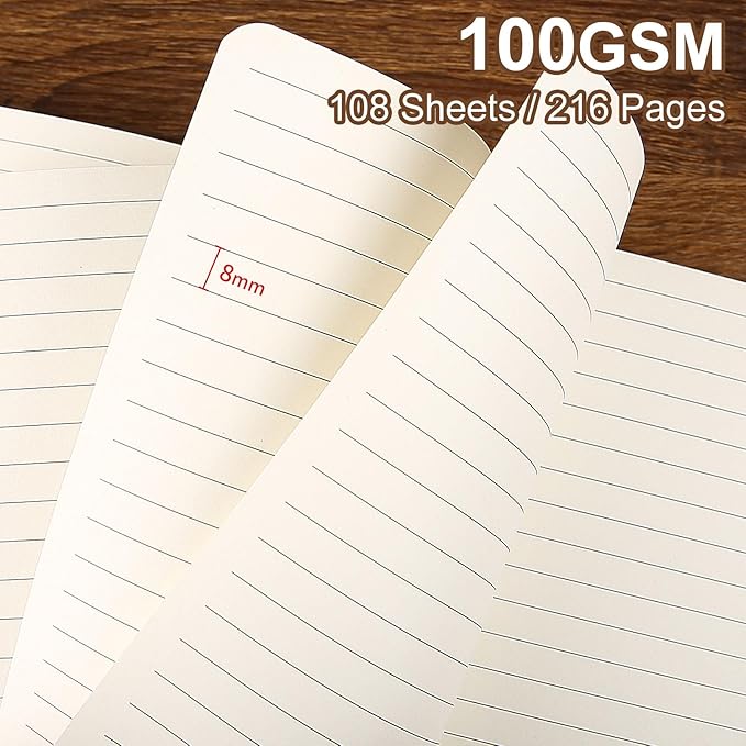 Lined Journal Notebook for Work College Ruled Note Book 5.79"x8.27" A5 PU Leather Daily Journaling 216 Pages for Women Men Writing Home School Supplies Business (Brown) - Bloomnest