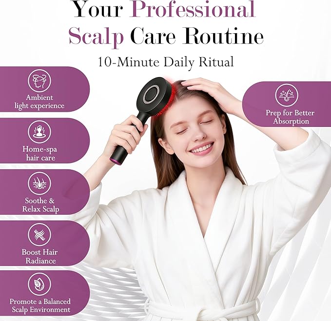 3-in-1 Rechargeable Scalp Massager Hair Growth Oil Applicator, Gentle Scratching & Kneading, IPX7 Waterproof, Electric Head Massage Tool for Home Spa, Portable Scalp Brush for All Hair Types Bloomnest