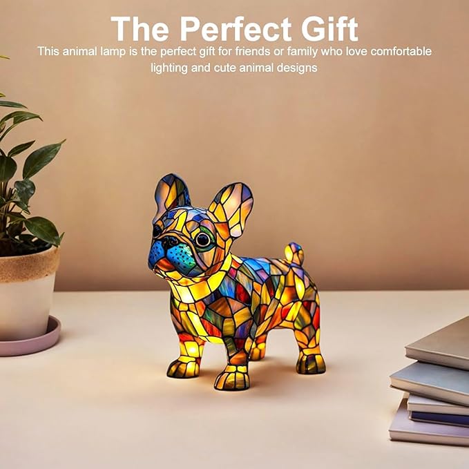 Cute Puppy Lamp, Dog Series Art Night Light, Stained Resin French Bulldog, Corgi, and Dachshund Lamp, Cute Pet Dogs LED Table Lamp with Warm Ambient Glow, Fun Gift for Dog Lovers (French Bulldog) - Bloomnest