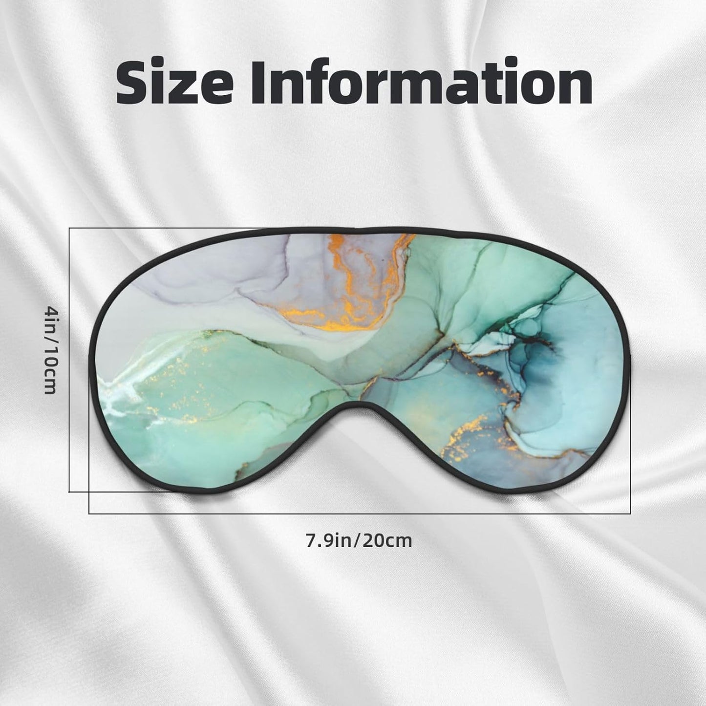Sleep Eye Mask Marble Turquoise Gold Ink Sleep Mask for Women Men Comfortable Eye Mask with Adjustable Strap Soft Eye Cover Blindfold for Travel Yoga Nap Shift Work